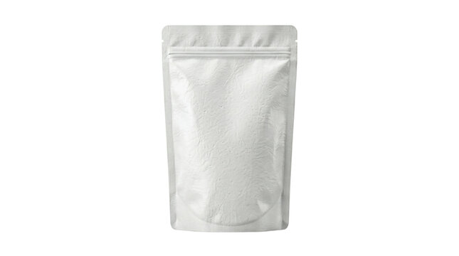 Blank white foil stand up pouch on transparent background
