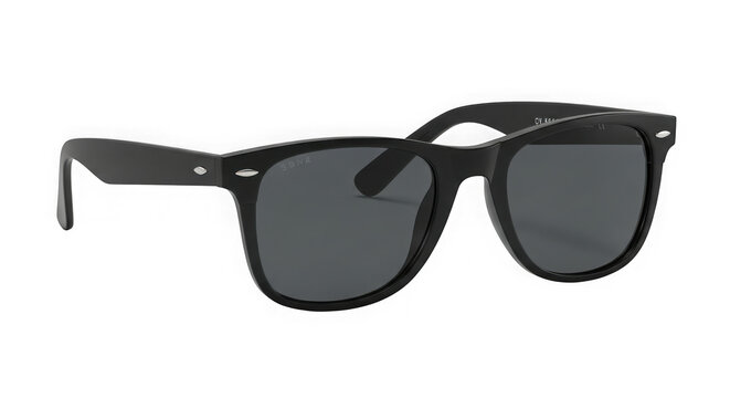 Stylish black sunglasses with a sleek rectangular frame and dark tinted lenses