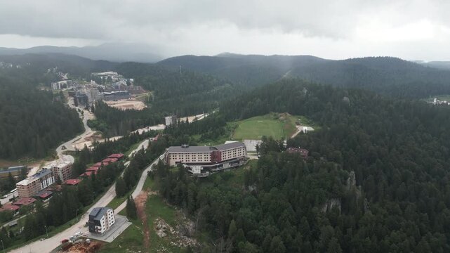 Scenic aerial view of Jahorina mountain landscape in Bosnia and Herzegovina.