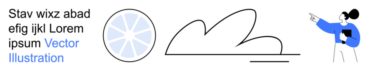 Obraz premium Creativity, concepts, brainstorming, abstract art, modern design, communication. A person gesturing with abstract shapes and a graphic concept. Creativity and brainstorming ideas