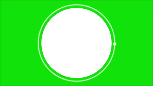 Minimalist white circular loading animation with glowing ring on green screen background chroma key loop