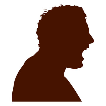 Man shouting profile silhouette