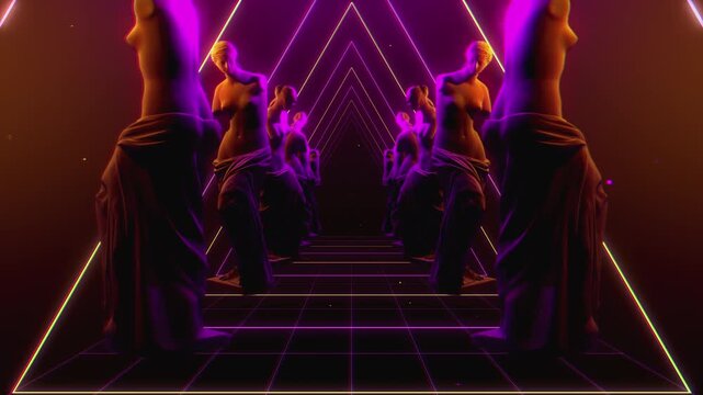 Seamless loop of abstract fragmented classical Venus statue bust for VJ visuals