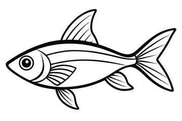 Fototapeta premium neon tetra silhouette line art vector illustration