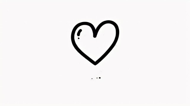 Simple black outline of a heart shape on a white background, symbolizing love and affection in a minimalist style
