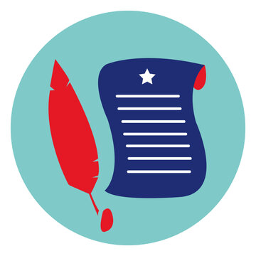 Feather scroll round icon