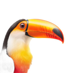 Obraz premium Vibrant Toucan Portrait with Bright Beak Against Soft Background