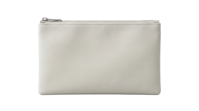 Simple white leather zipper pouch or clutch