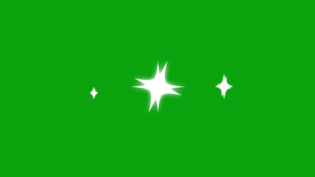 Sparkling twinkling star, blinking light effect on green screen background. sparkling twinkle stars lights. Twinkle stars starlight on chroma key, alpha channel background