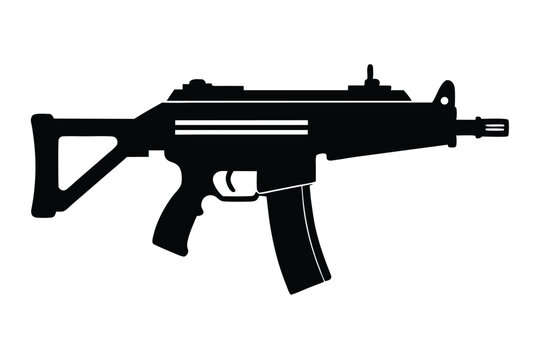 mp5 submachine gun silhouette line art vector illustration