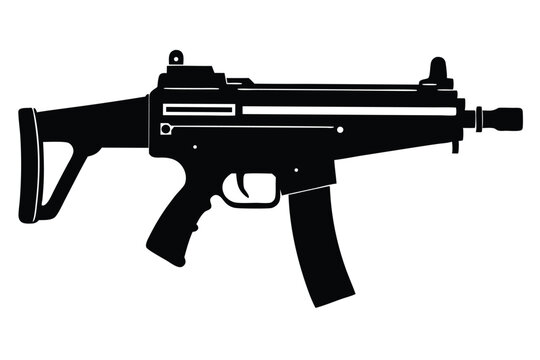 mp5 submachine gun silhouette line art vector illustration
