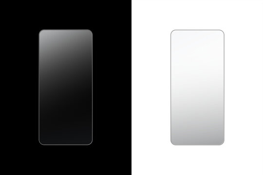 Dual Phone Overlay Reflection Mockup on Black and Transparent Background for Mobile Screen Display PNG
