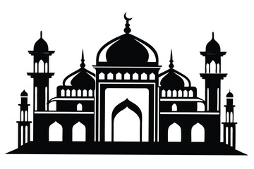 Fototapeta premium mosque logo silhouette line art vector illustration