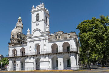 Fototapeta premium Cabido colonial building facade, Buenos Aires, Argentina