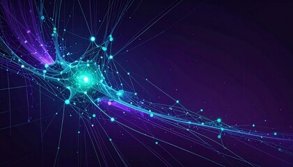 Obraz premium Abstract AI Neural Network Background with Glowing Data Connections and Futuristic Machine Learning Technology Visualization