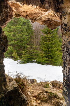 Ruins of Fort Predel in alpine mountain landscape on historic border in Slovenia