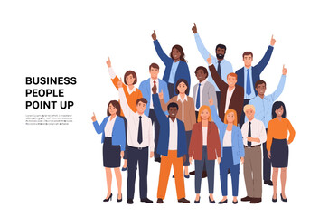 Obraz premium Diverse business people pointing up in a team