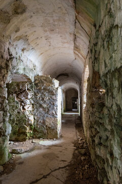 Ruins of Fort Predel in alpine mountain landscape on historic border in Slovenia