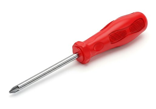 Professional Phillips head screwdriver featuring a vibrant red ergonomic handle and steel shaft isolated on a white background.