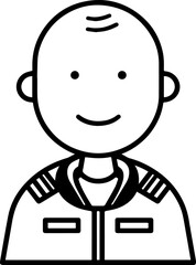 Obraz premium Hand Drawn Male Astronaut Black and White Avatar Illustration in Minimal Line Art Style Design
