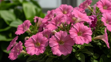 Fototapeta premium Vibrant pink petunias in full bloom