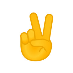 Obraz premium Yellow hand showing peace sign with two fingers vector illustration