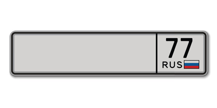 Russian license plate template with number 77
