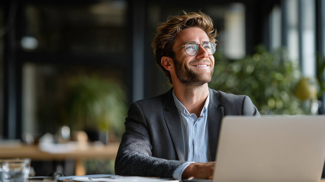  Employee reviewing progress and feeling satisfied with results.
