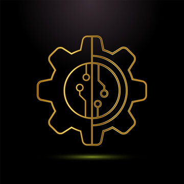 Gear and circuit board illustration, mechanical and digital engineering concept design