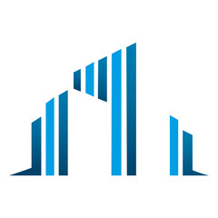 Fototapeta premium Blue bars buildings icon