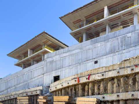 View of concrete structures rise against the clear sky, a symphony of progress and construction, Avcilar/Istanbul, Istanbul, Turkey.
