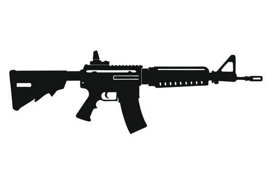 m4 carbine rifle silhouette line art vector illustration