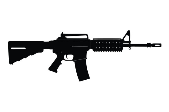 m4 carbine rifle silhouette line art vector illustration