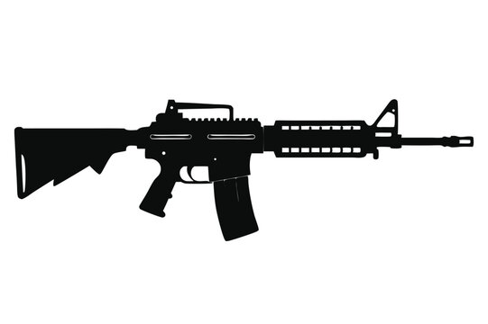 m4 carbine rifle silhouette line art vector illustration
