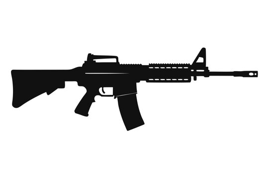 m4 carbine rifle silhouette line art vector illustration