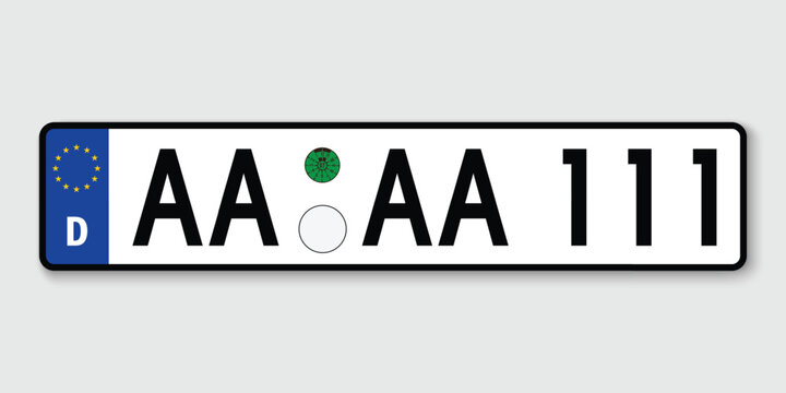 German license plate with euro flag and registration number