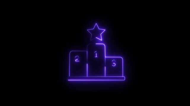 Neon winner's podium with star on top showing first second and third place isolated on a white background representing achievement and success