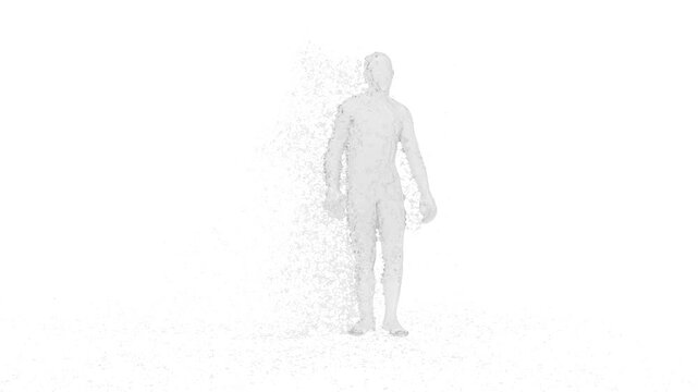 A 3D animated character performs a sword dance with dynamic water splash effects. The clip ends with an alpha matte, making it suitable for creative projects, entertainment, or digital media use.