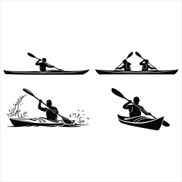 kayaking on a white background