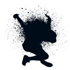 Obraz premium Street dancer splash paint silhouette