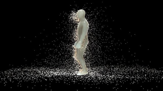 Character Milk splash in slow motion. 3D animation of white and brown liquid cream drops splash isolated on brown. Alpha matte included for compositing. 4K bright white and dark design element
