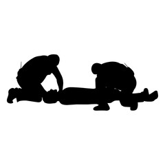 Obraz premium Doctors giving first aid silhouette