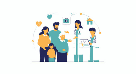 Fototapeta premium Comprehensive Family Health Care: Multi-Generational Consultation with Doctors