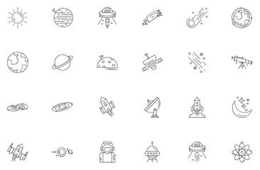 Space Exploration & Astronomy Line Icon Set © Usama Zahoor
