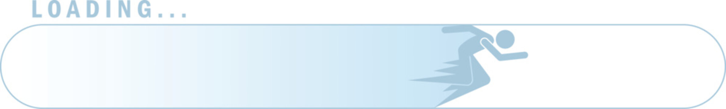 Loading progress bar interface with blue gradient design. Minimal preloader UI element with smooth modern style. Website or app status indicator concept.