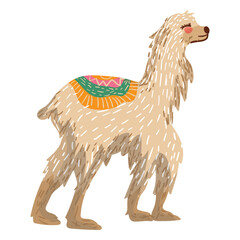 Naklejka premium Llama walking illustration