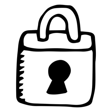 Locked padlock doodle icon