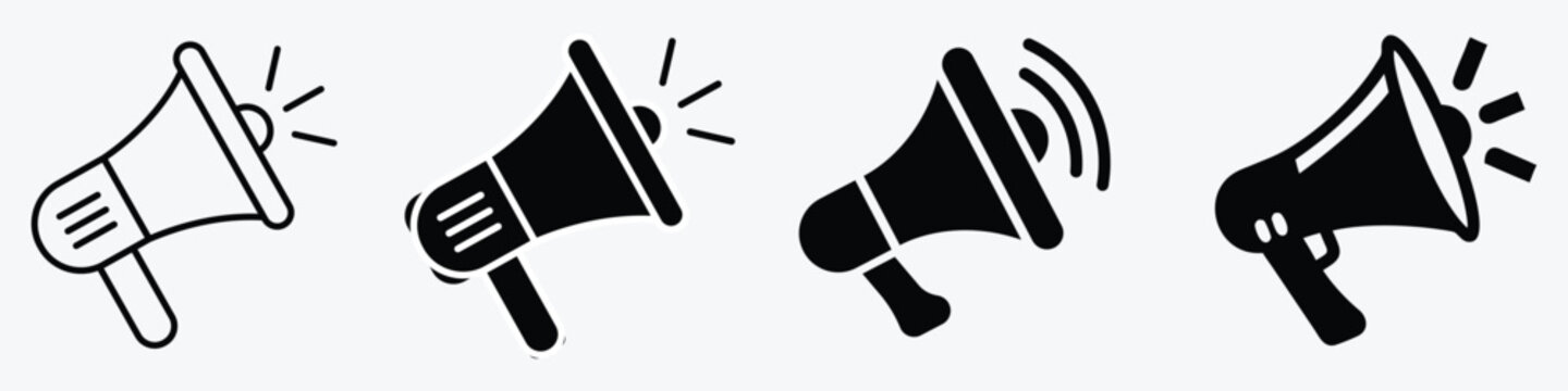 Megaphone. Megaphone icon set. Megaphone icon collection. Advertising concept on flat line style.