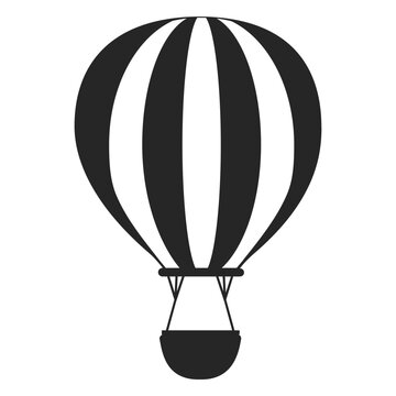 Black and white hot air balloon silhouette