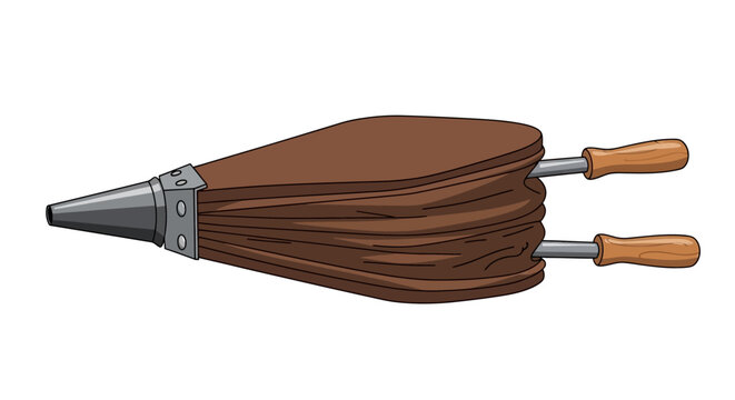 Leather Bellows with Wooden Handles Illustration.